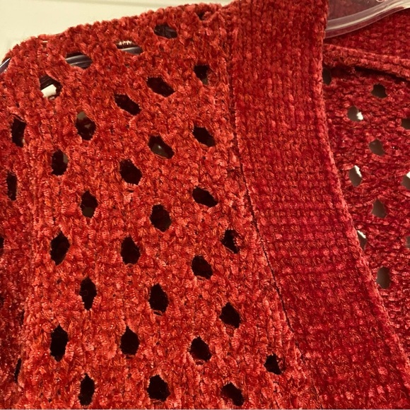 BCBG Women's Cardigan Red Sweater See through Cozy New size small - Picture 5 of 13